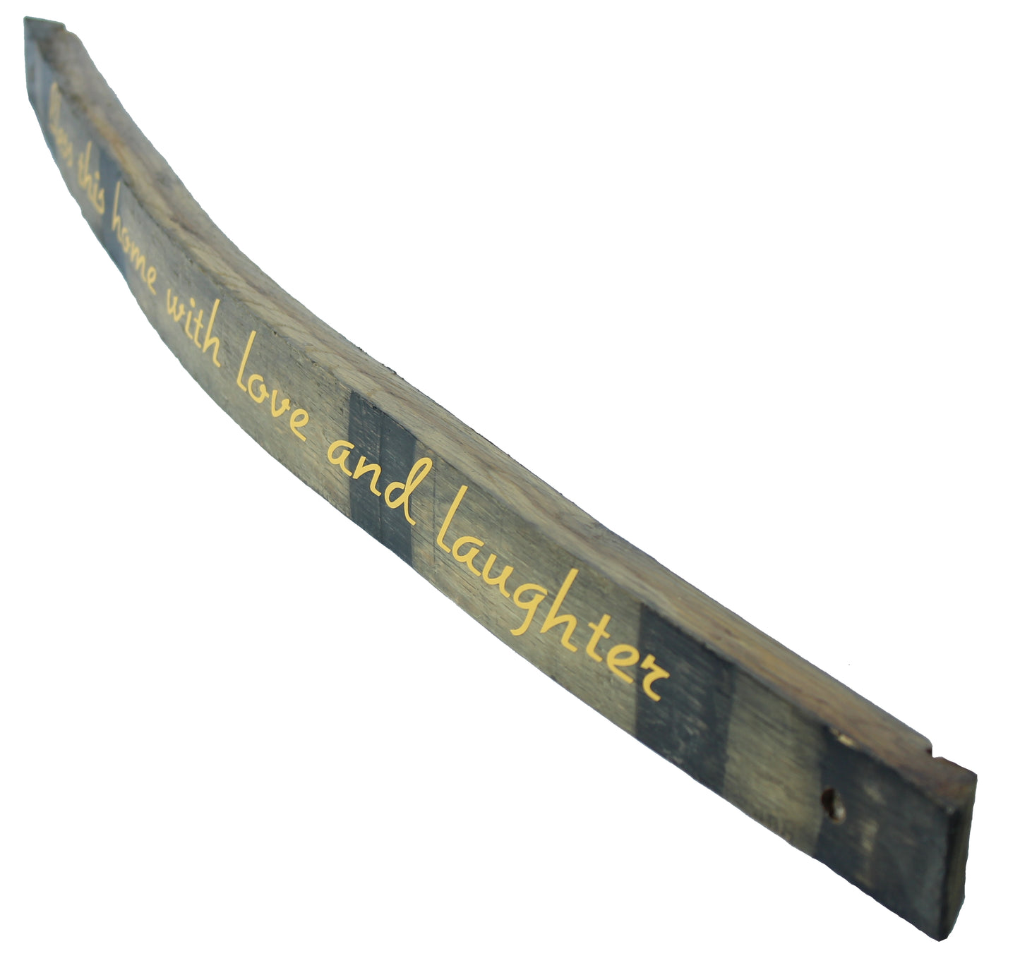 Small Whiskey Barrel Stave Sign "Bless this home with love and laughter"