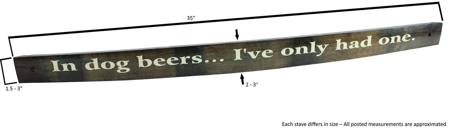 Small Whiskey Barrel Stave Sign "In dog beers...I've only had one."